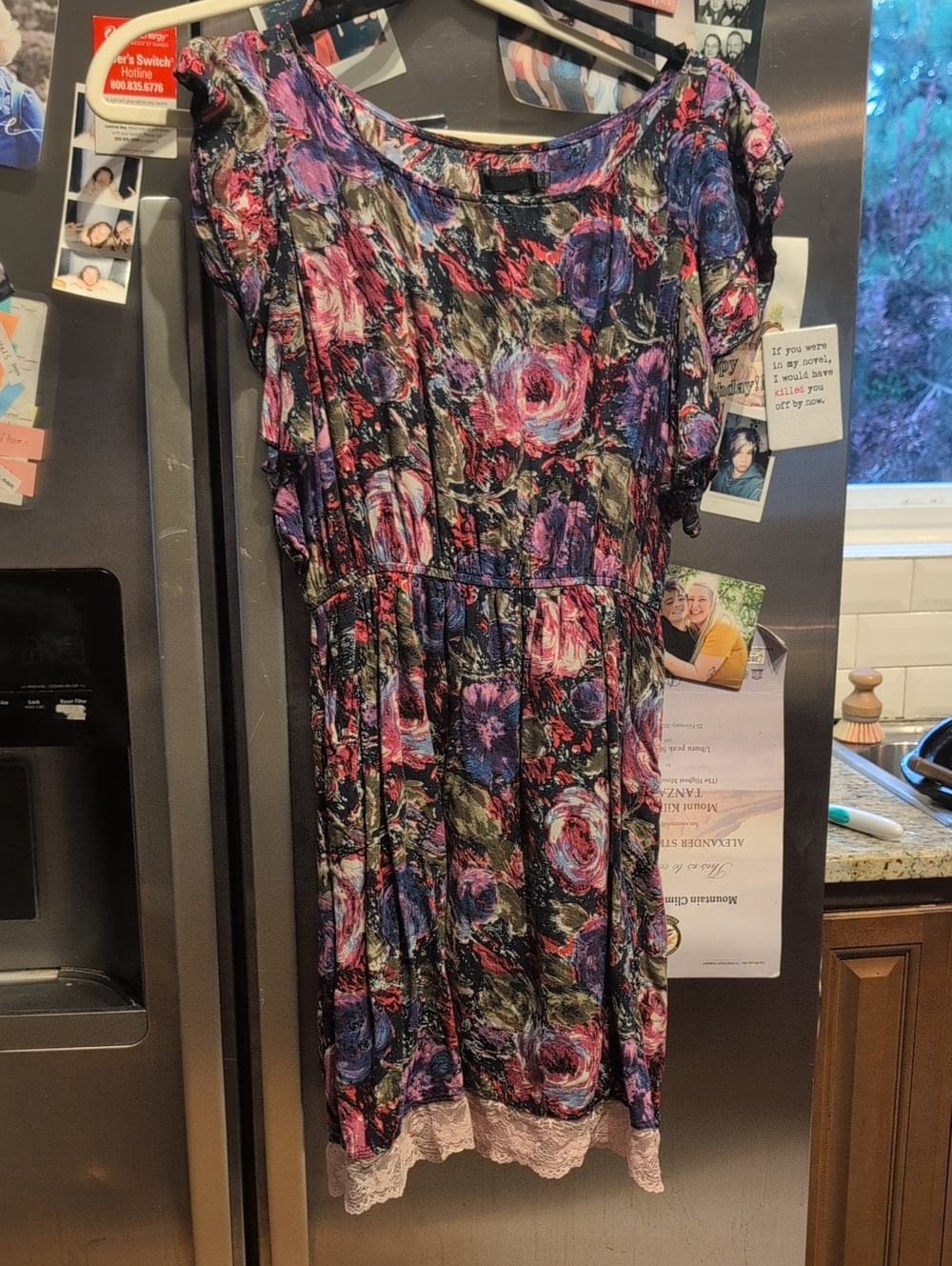 ORIGINAL vintage ModCloth Floral Dress in Black, Pink, Purple